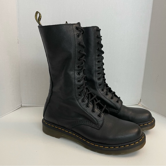 Dr. Martens Shoes - Dr Martens Boots 1B99 Virginia Leather Mid Calf 14 Eye Combat Tall Comfort Black